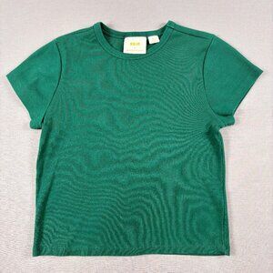 Maeve Anthropologie Green Ribbed Short Sleeve Baby Tee Women’s Large Stretch Top